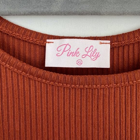 Rust Ribbed Fitted Midi Tank Dress - Picture 4 of 5